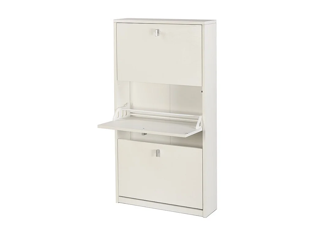 Zapatero delgado 3 puertas 7 pares de zapatos de diseño moderno Kopen - Blanco Shabby