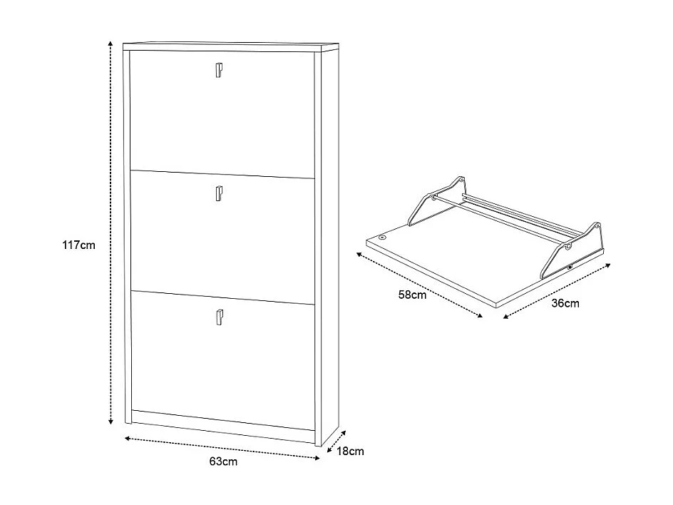 Zapatero delgado 3 puertas 7 pares de zapatos de diseño moderno Kopen - Blanco Shabby
