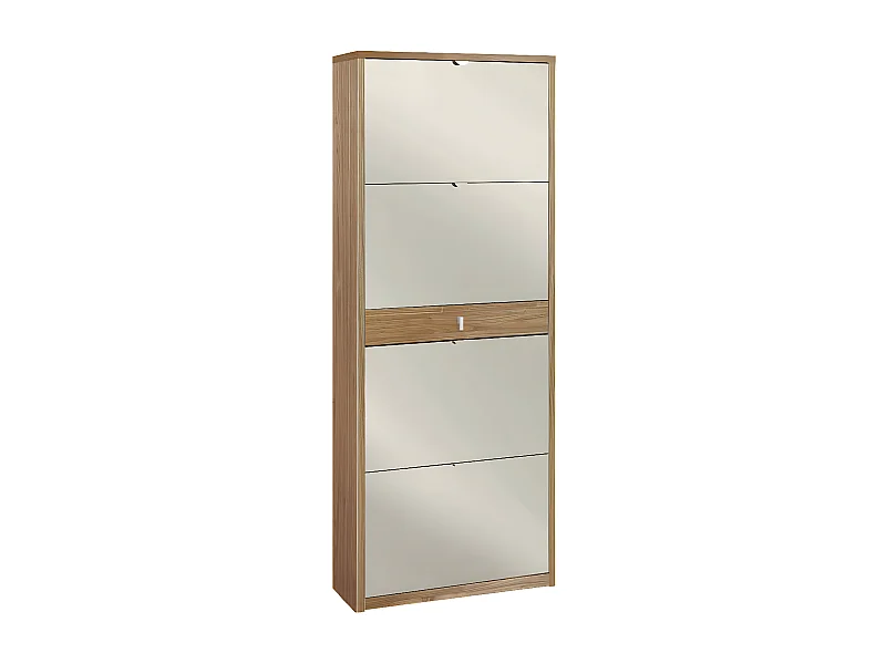 Scarpiera 4 ante specchio 1 cassetto p29 kit in truciolare nobilitato color noce stelvio