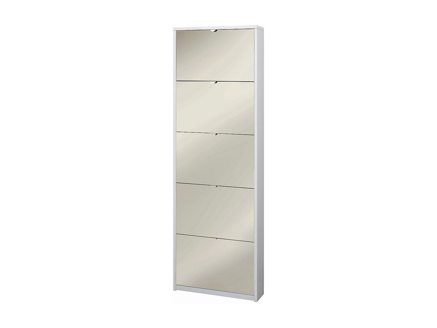 Meuble à chaussures 5 portes avec miroir design moderne pour 12 paires de chaussures Darcy - Blanc Shabby