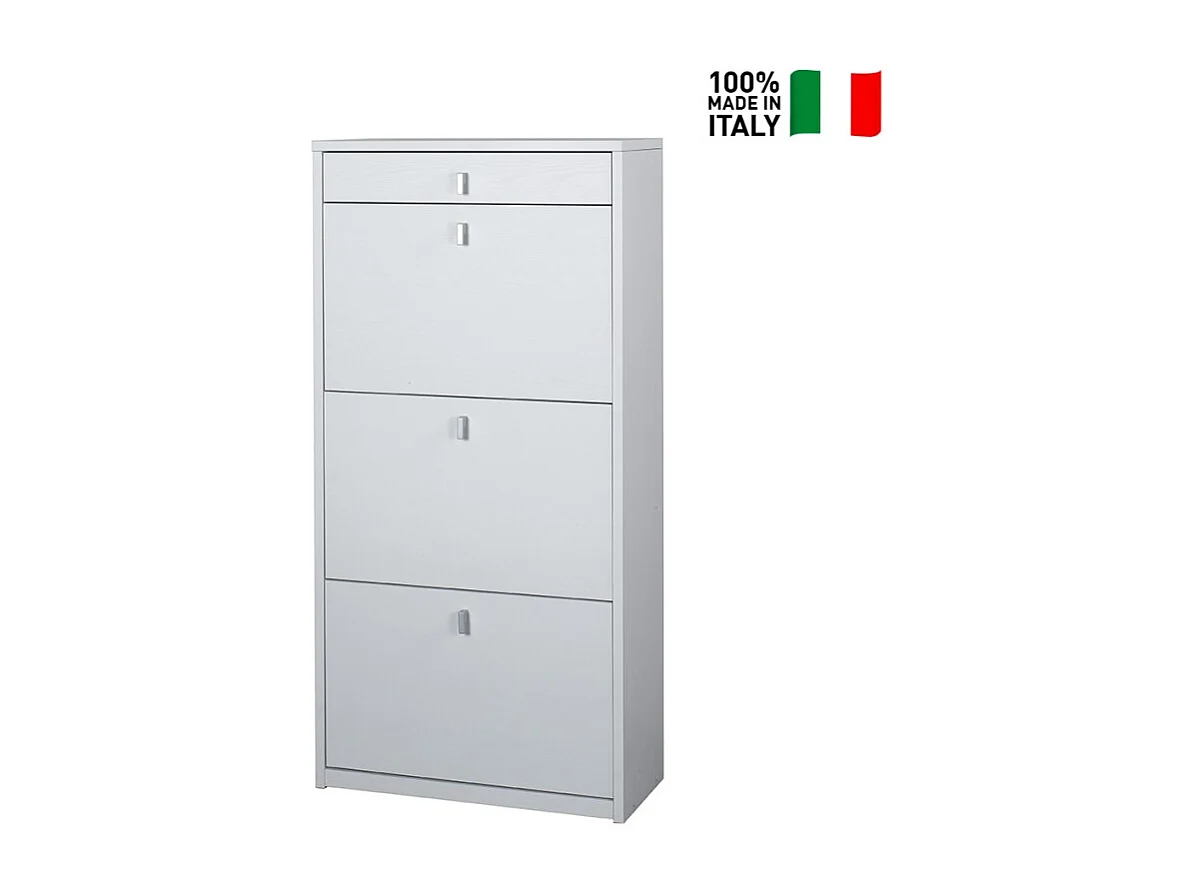 Zapatero de entrada de 3 puertas con cajón para 15 pares de zapatos Naky - Blanco Shabby