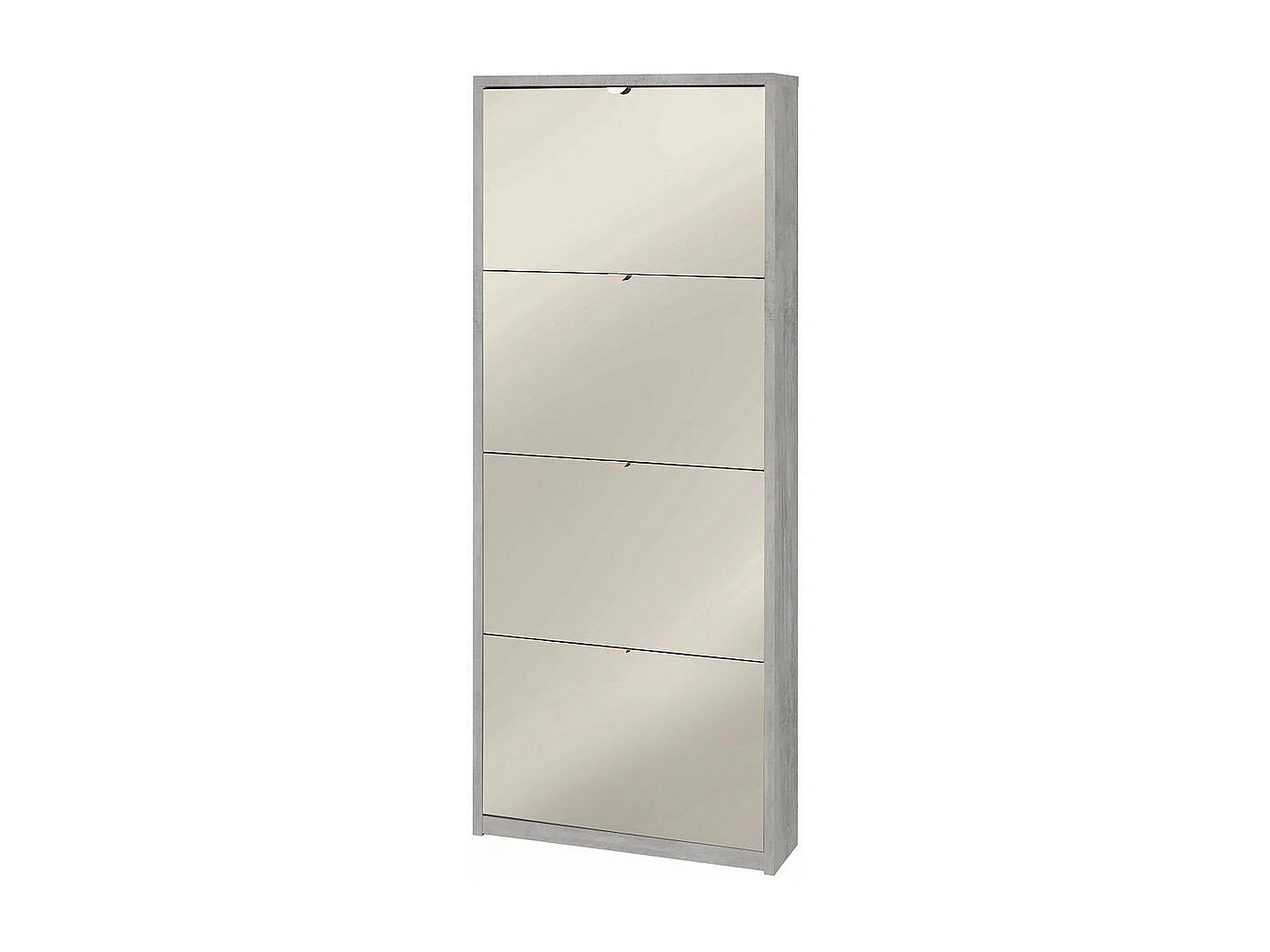 Armoire à chaussures design moderne 4 portes avec miroir 10 paires de chaussures Glenn - Gris