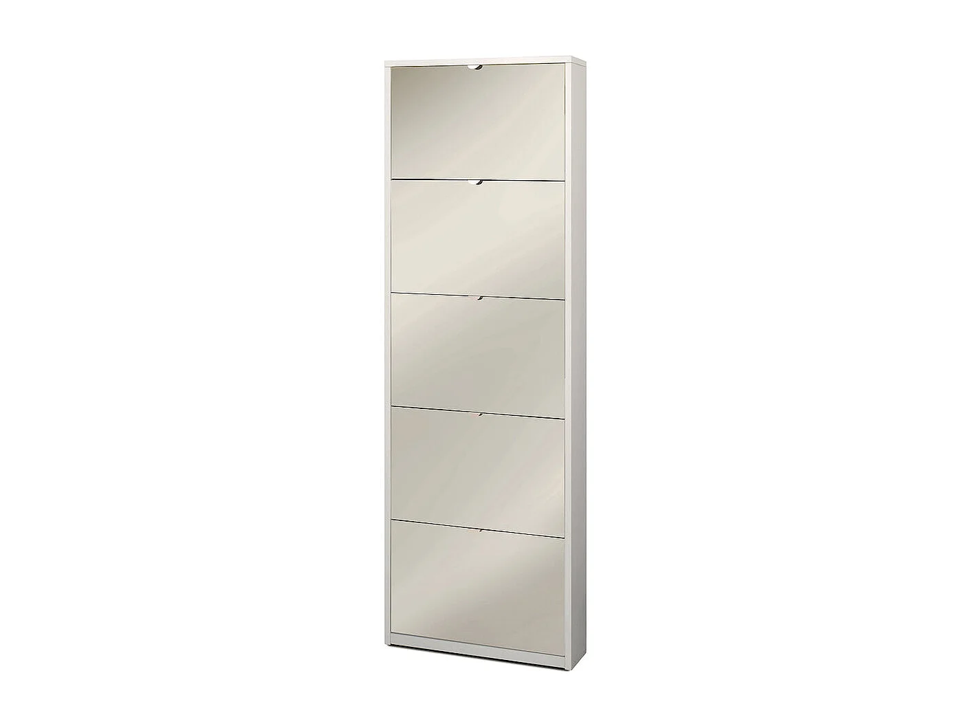 Meuble à chaussures 5 portes avec miroir design moderne pour 12 paires de chaussures Darcy - Blanc