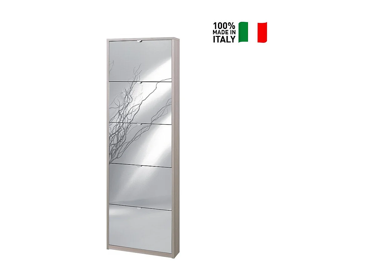 Zapatero de diseño moderno con 5 puertas con espejo 12 pares de zapatos Darcy - Olmo