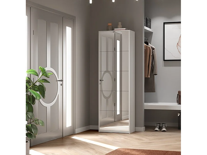 Scarpiera 5 ante specchio p29 kit in truciolare nobilitato color cemento