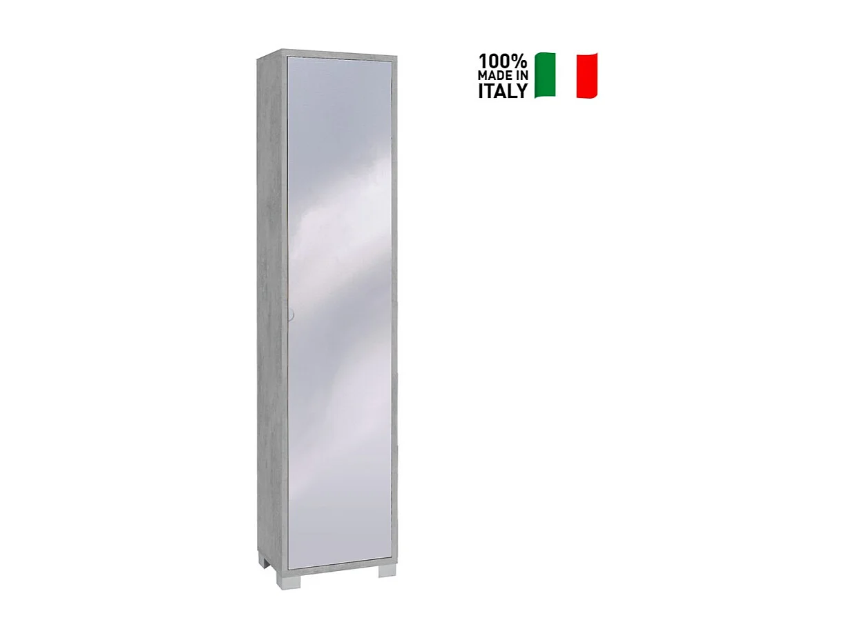 Mueble columna de almacenamiento con puerta de espejo con 4 estantes ajustables Beck - Gris