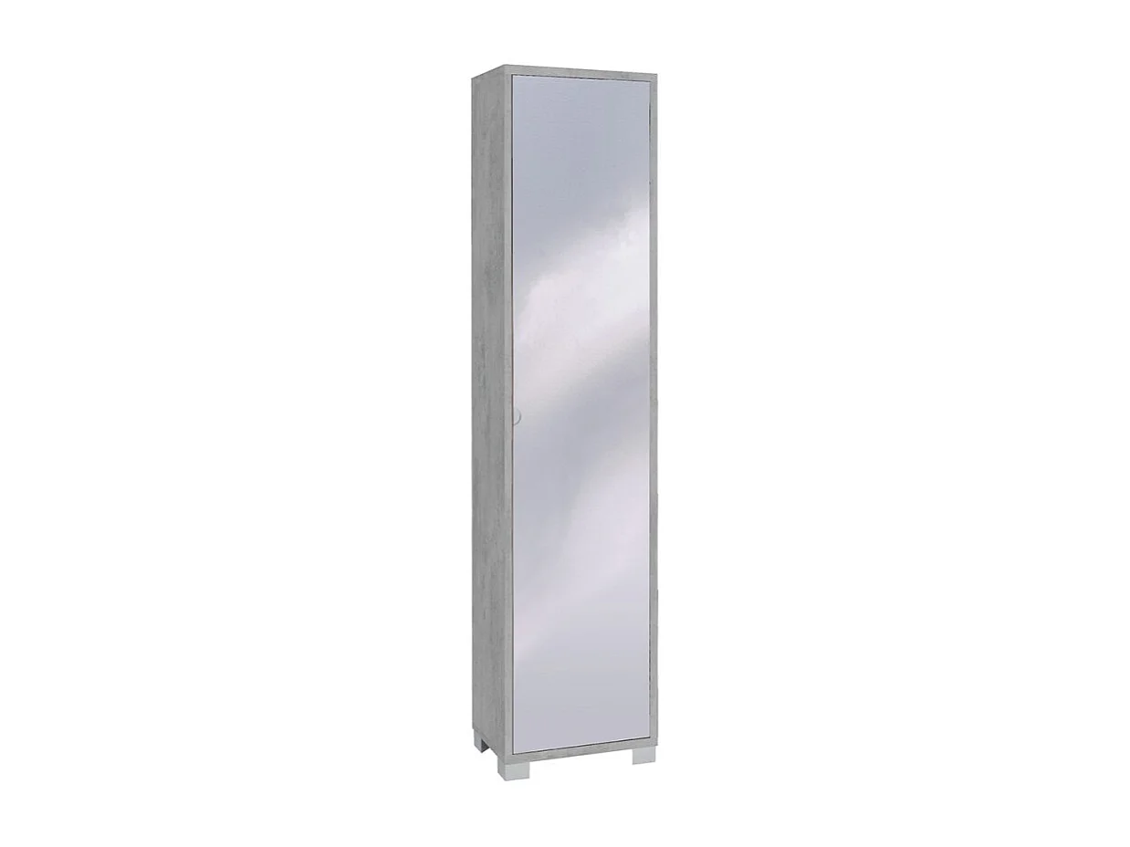 Mueble columna de almacenamiento con puerta de espejo con 4 estantes ajustables Beck - Gris