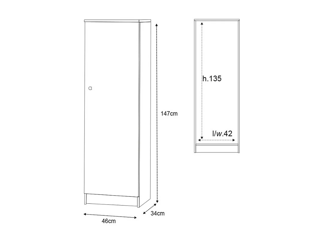 Mueble columna multiusos con puerta de 2 baldas Gander - Blanco