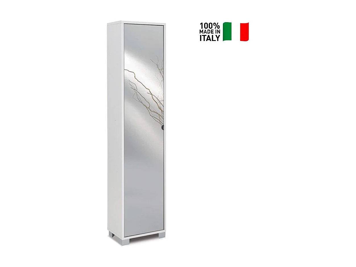 Colonna 1 anta specchio kit l43 p29 h190 in truciolare nobilitato color bianco fiammato