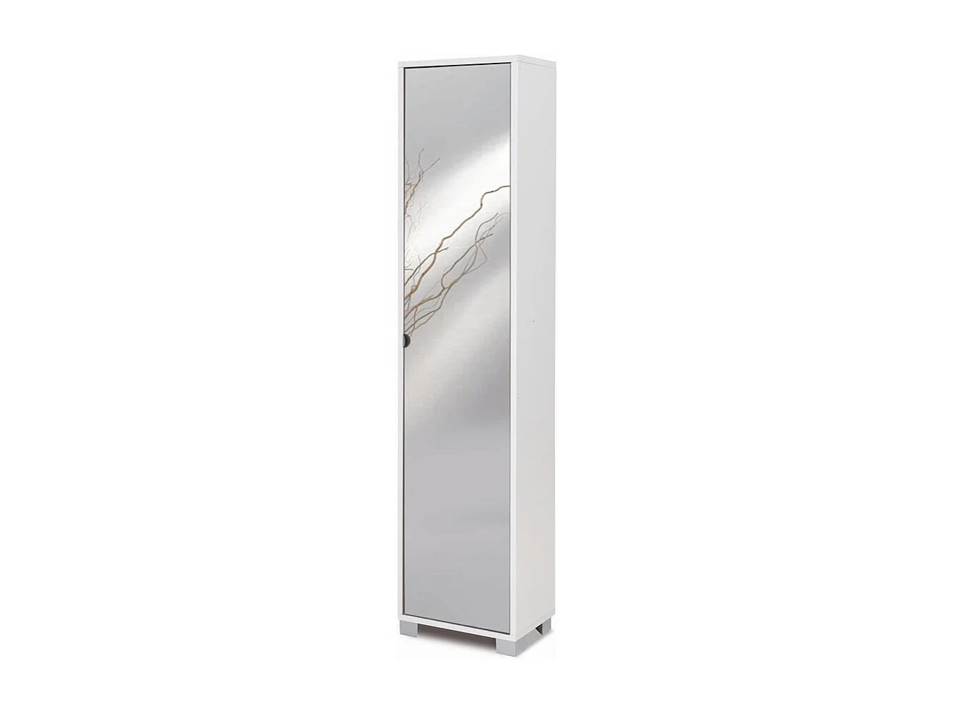 Mueble columna de almacenamiento con puerta de espejo con 4 estantes ajustables Beck - Blanco