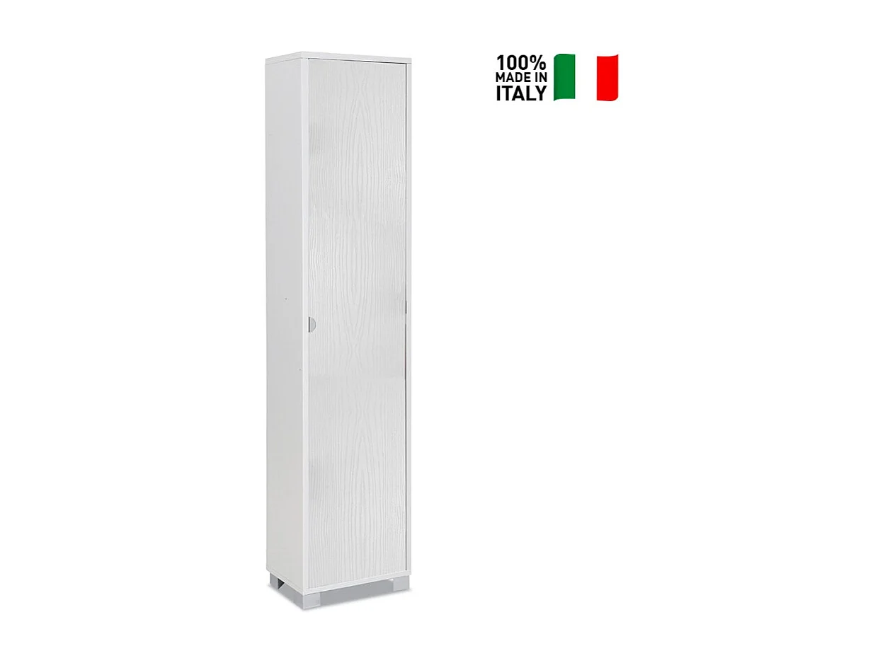 Armario mueble con puerta de unidad de almacenamiento 4 estantes ajustables Tibet - Blanco