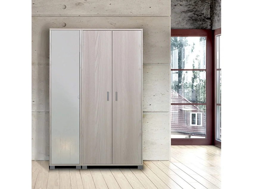 Armario mueble con puerta de unidad de almacenamiento 4 estantes ajustables Tibet - Blanco