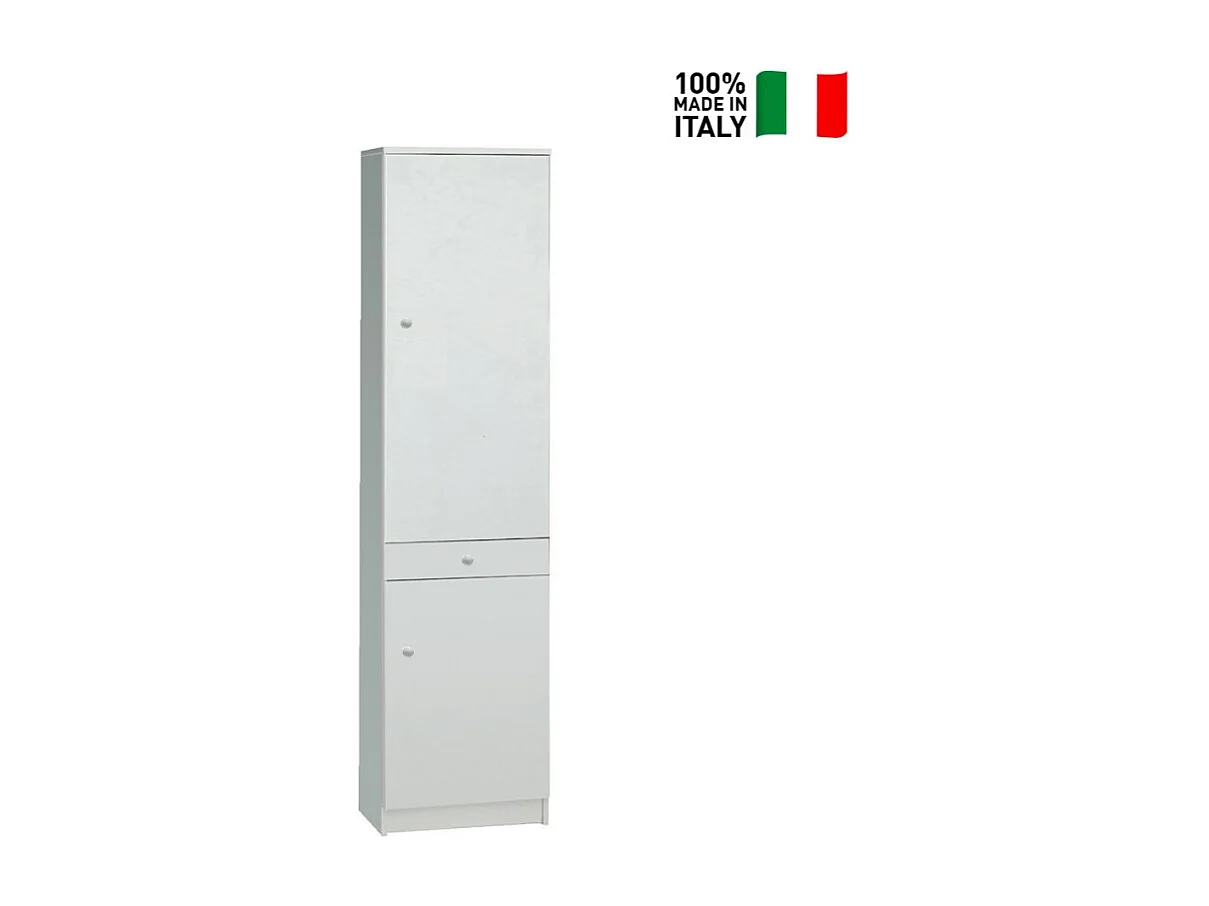 Mueble móvil multiusos columna 2 cajones puertas 3 baldas Half - Blanco