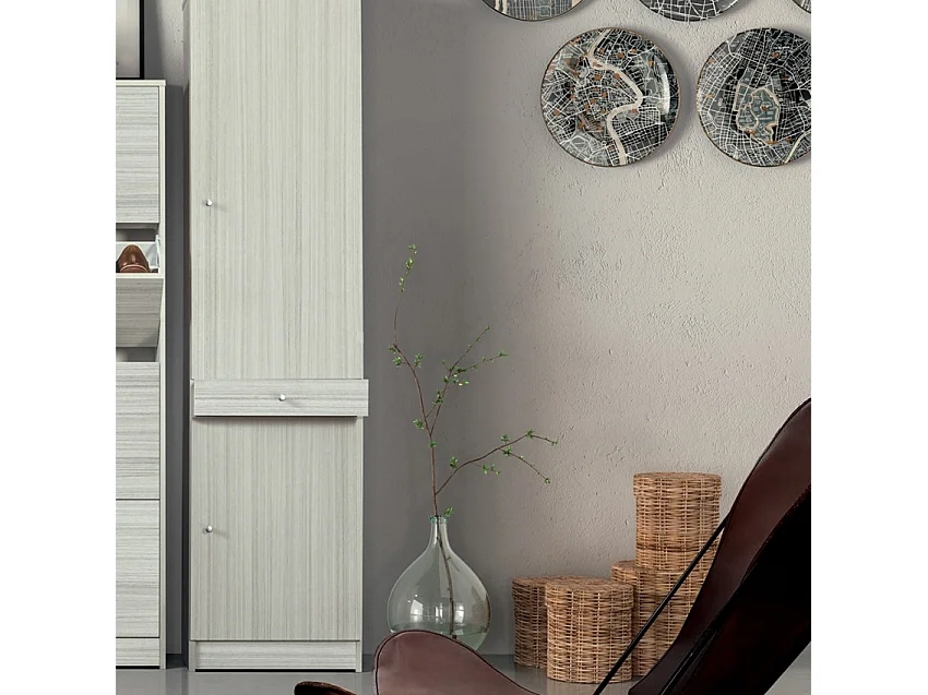 Mueble móvil multiusos columna 2 cajones puertas 3 baldas Half - Blanco