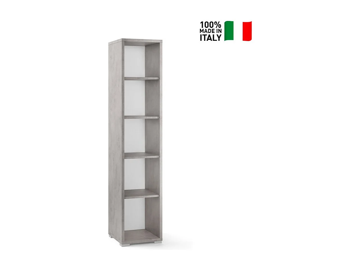Librería moderna multiusos columna abierta con 5 compartimentos Lipp - Gris