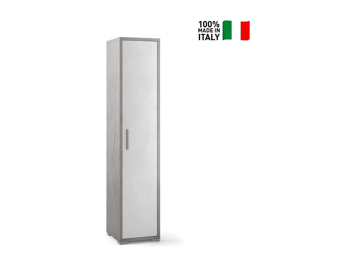 Armario columna multiusos de 5 puertas de diseño moderno Kumi - Gris - Blanco
