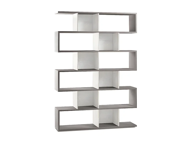 Libreria modulare h215 l150 kit in truciolare nobilitato color cemento e ossido bianco
