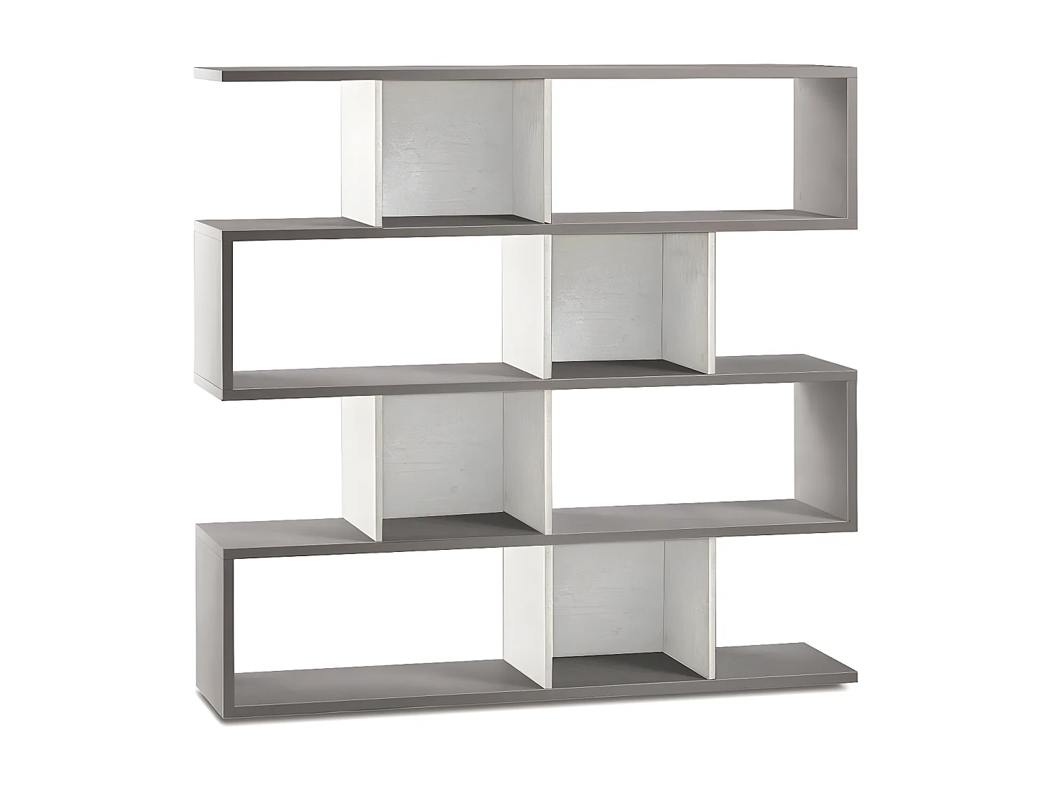 Libreria modulare h150 l150 kit in truciolare nobilitato color cemento e ossido bianco