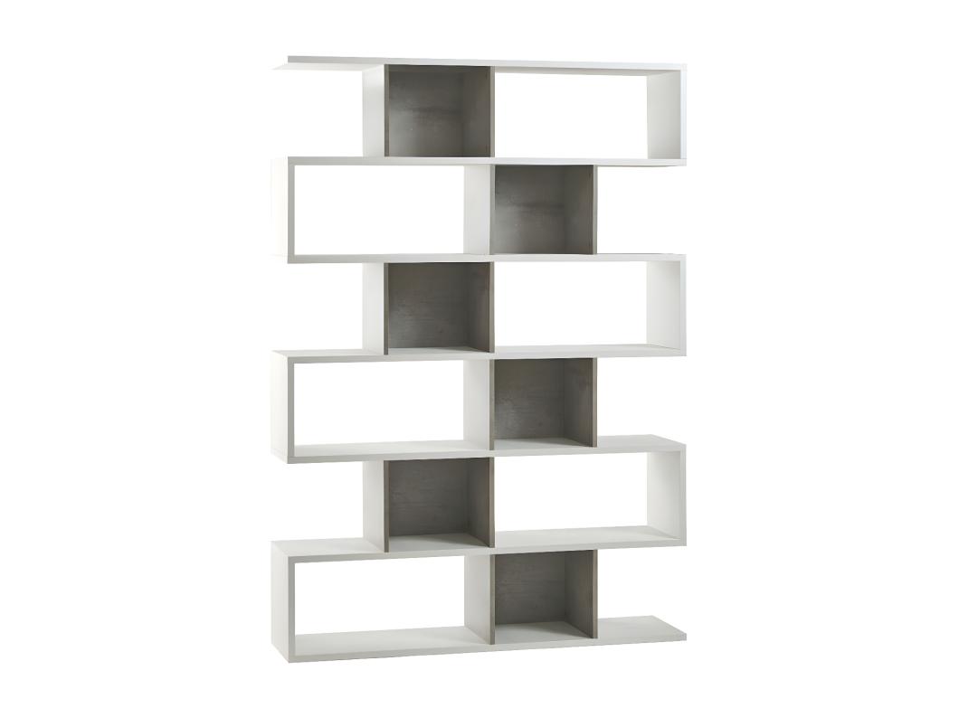 Libreria modulare h215 l150 kit in truciolare nobilitato color ossido bianco e cemento