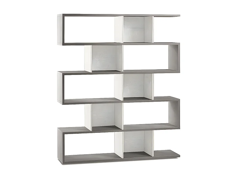 Libreria modulare h178 l150 kit in truciolare nobilitato color cemento e ossido bianco