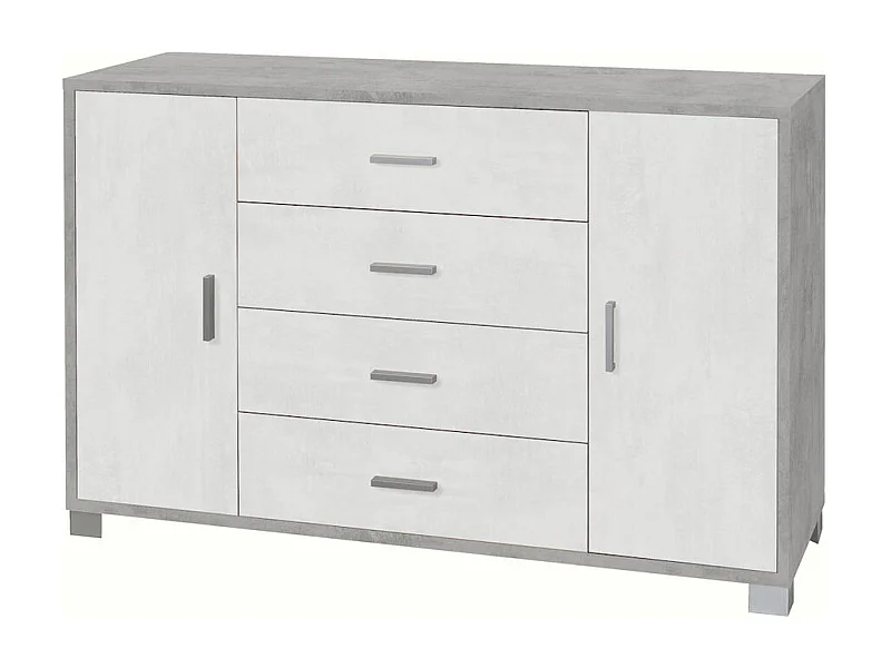 Aparador 2 puertas 4 cajones Mueble TV buffet salón Talia - Gris - Blanco