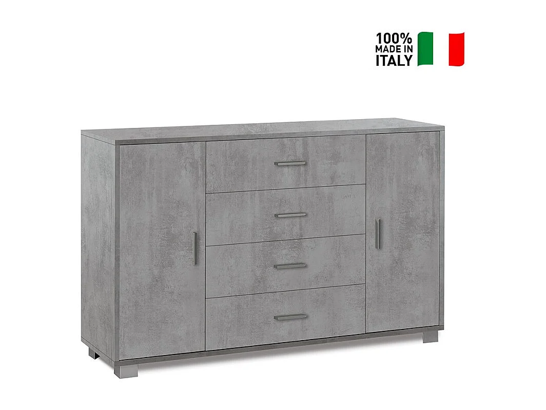 Sideboard Anrichte mit 2 Türen, 4 Schubladen, TV-Möbel Buffet Wohnzimmer Talia - Grau