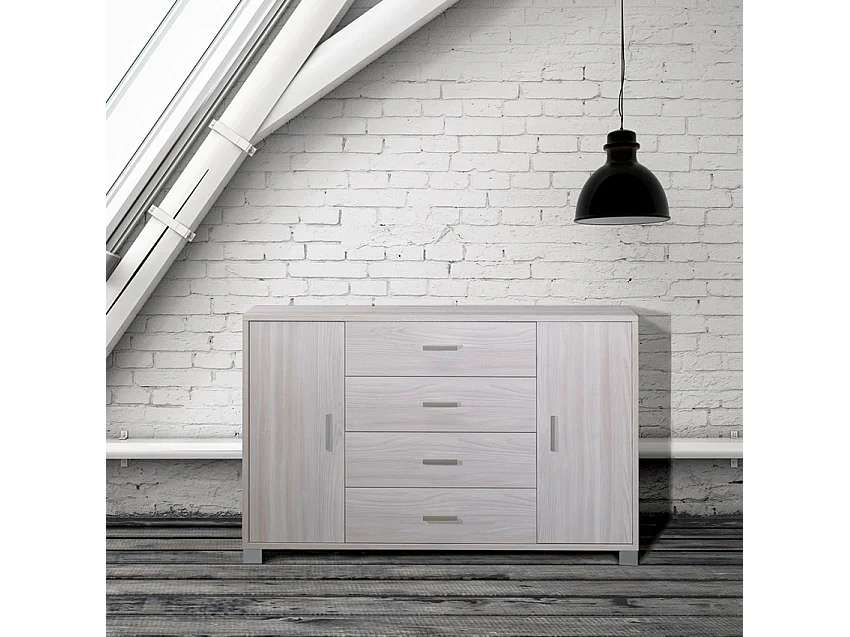 Sideboard Anrichte mit 2 Türen, 4 Schubladen, TV-Möbel Buffet Wohnzimmer Talia - Grau