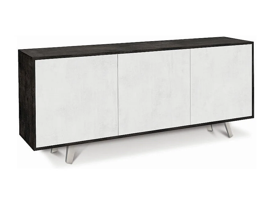 Mobile 3 ante kit l177 p41 h74 in truciolare nobilitato color ossido nero e ossido bianco