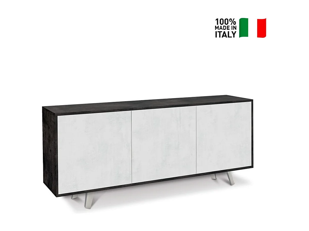 Mobile 3 ante kit l177 p41 h74 in truciolare nobilitato color ossido nero e ossido bianco