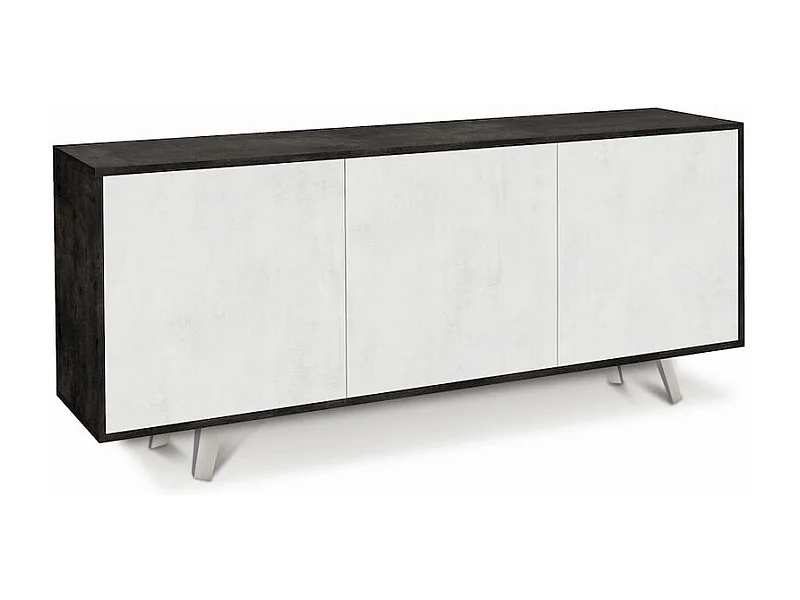 Mobile 3 ante kit l177 p41 h74 in truciolare nobilitato color ossido nero e ossido bianco