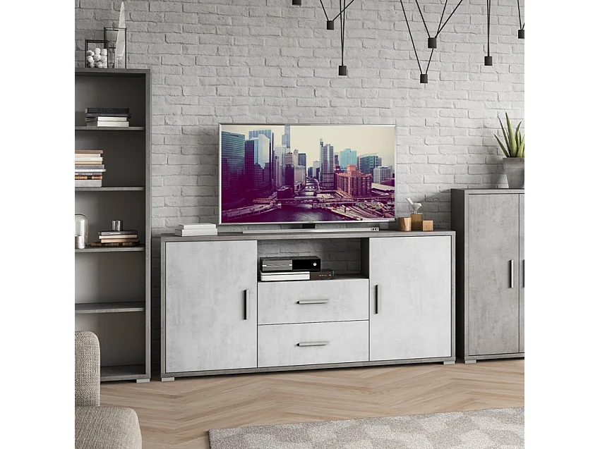 Aparador 2 puertas 2 cajones aparador cocina salón moderno Selena - Gris