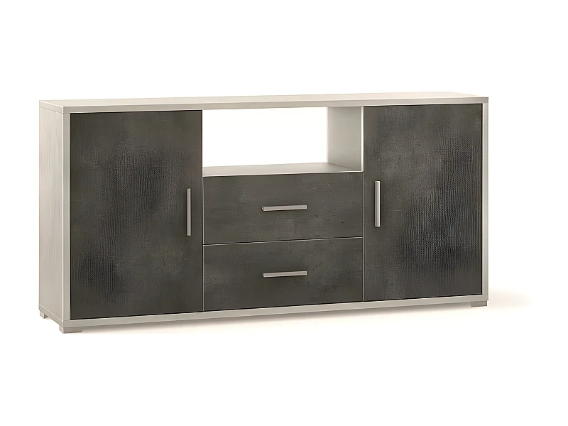 Mobile 2 ante 2 cassetti kit l174 p41 h84 in truciolare nobilitato color ossido bianco e ossido nero