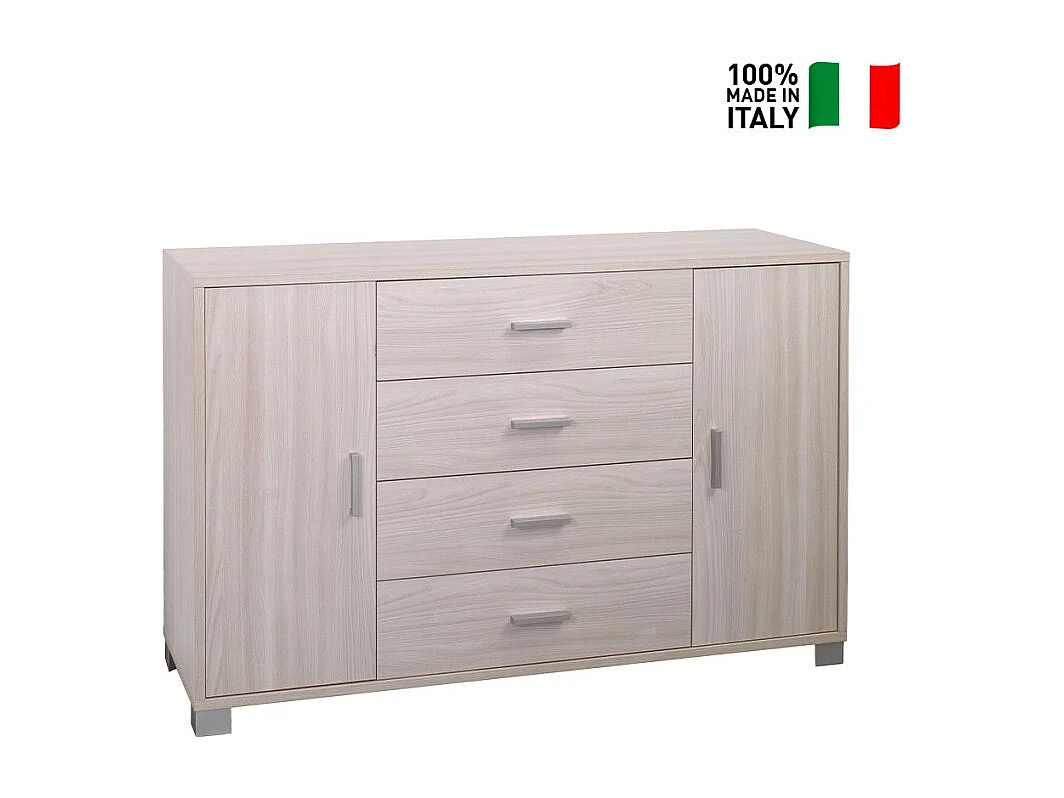 Mobile 2 ante 4 cassetti kit l136 p41 h86 in truciolare nobilitato color olmo chiaro