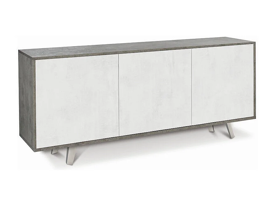 Mobile 3 ante kit l177 p41 h74 in truciolare nobilitato color cemento e ossido bianco