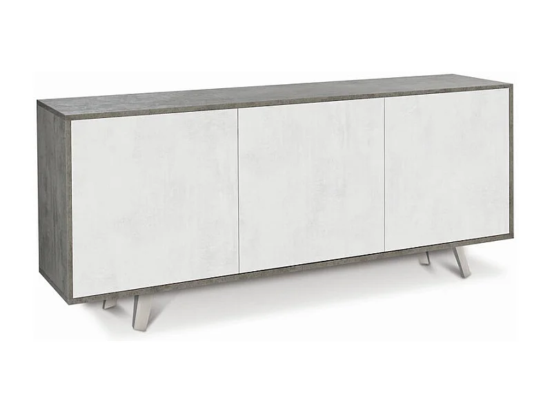 Mobile 3 ante kit l177 p41 h74 in truciolare nobilitato color cemento e ossido bianco