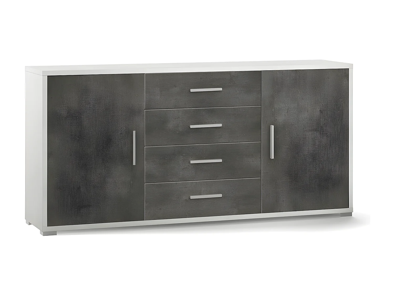 Mobile 2 ante 4 cassetti kit l174 p41 h84 in truciolare nobilitato color ossido bianco e ossido nero