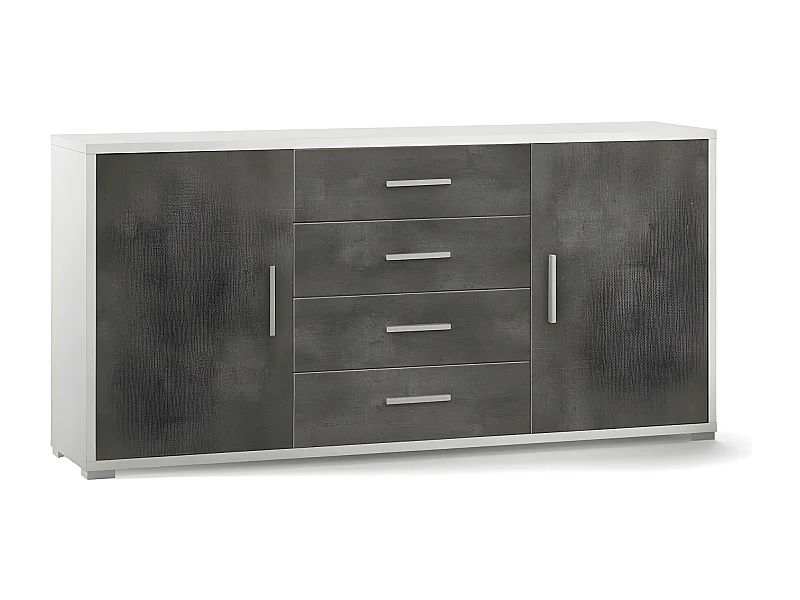 Mobile 2 ante 4 cassetti kit l174 p41 h84 in truciolare nobilitato color ossido bianco e ossido nero