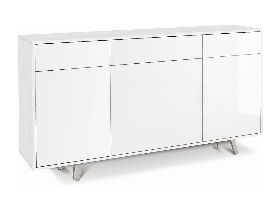 Mobile 3 ante 3 cassetti kit l164 p41 h92 in truciolare nobilitato color ossido bianco e bianco luci