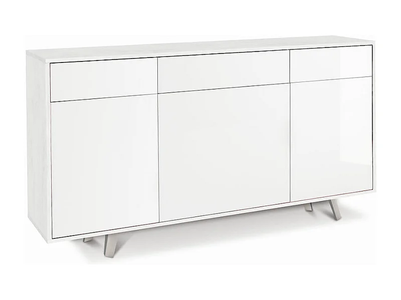 Mobile 3 ante 3 cassetti kit l164 p41 h92 in truciolare nobilitato color ossido bianco e bianco luci