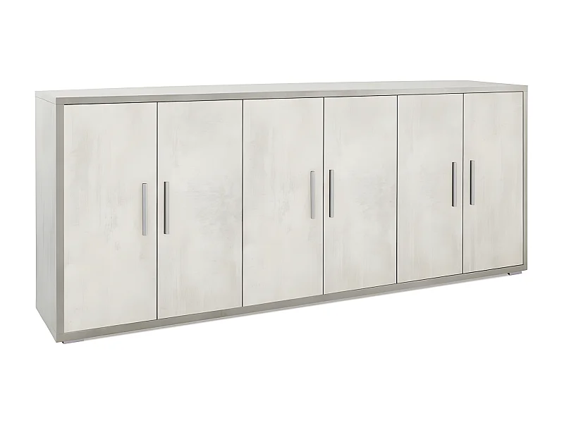 Mobile 6 ante kit l203 p41 h84 in truciolare nobilitato color cemento e ossido bianco