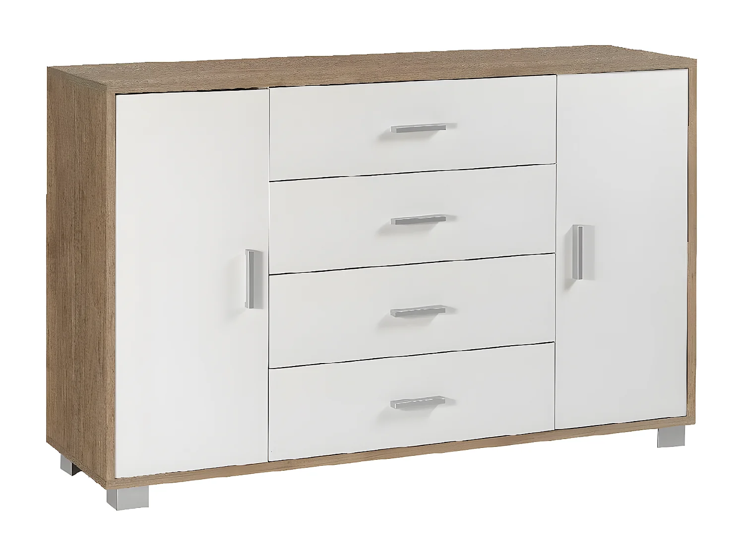 Mobile 2 ante 4 cassetti kit l136 p41 h86 in truciolare nobilitato color noce stelvio e bianco fiamm