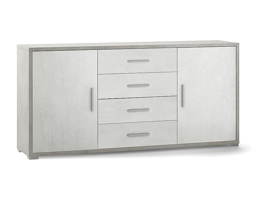 Moderne Anrichte mit 2 Türen und 4 Schubladen für das Wohnzimmer Cleore - Grau - Weiß