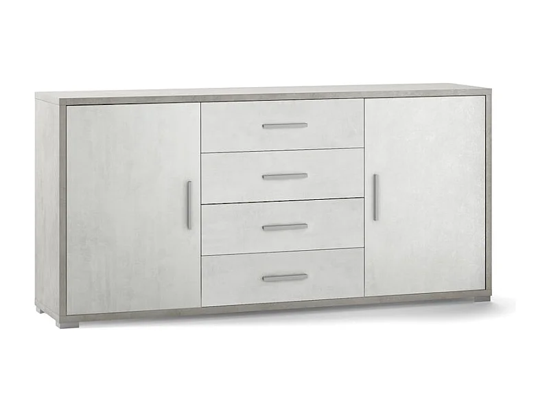 Moderne Anrichte mit 2 Türen und 4 Schubladen für das Wohnzimmer Cleore - Grau - Weiß