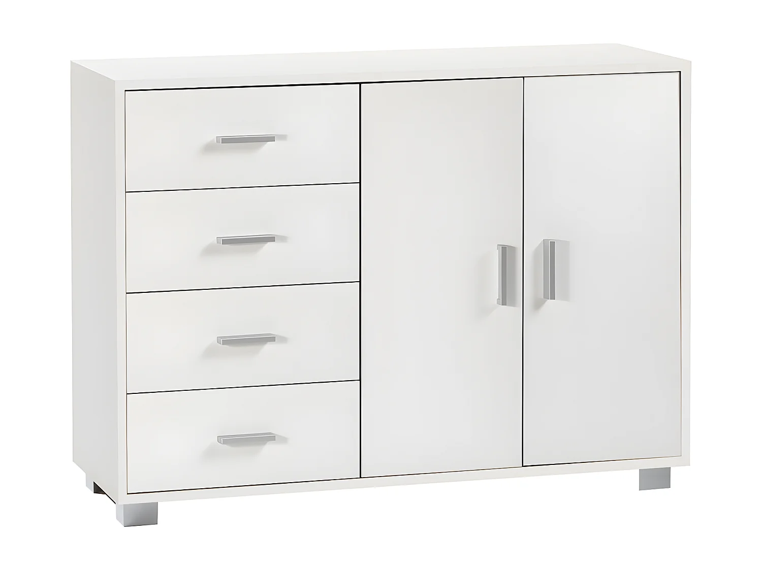 Mobile 2 ante 4 cassetti kit l116 p41 h86 in truciolare nobilitato color bianco fiammato