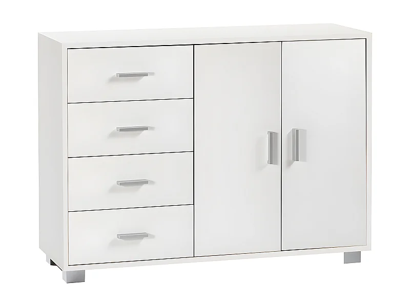 Mobile 2 ante 4 cassetti kit l116 p41 h86 in truciolare nobilitato color bianco fiammato