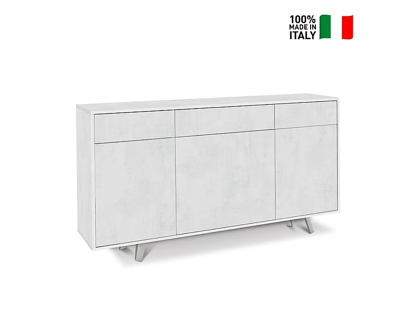 Moderner Wohnzimmer-Schrank 3 Türen 3 Schubladen Sideboard Küche Dalgo - Weiß