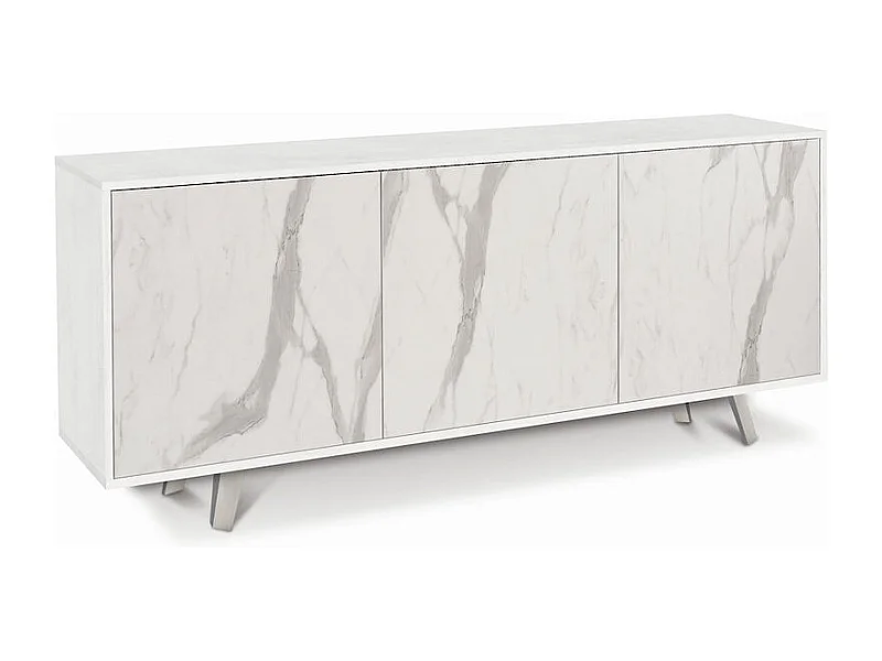 Mobile 3 ante kit l177 p41 h74 in truciolare nobilitato color ossido bianco e marmo calacatta