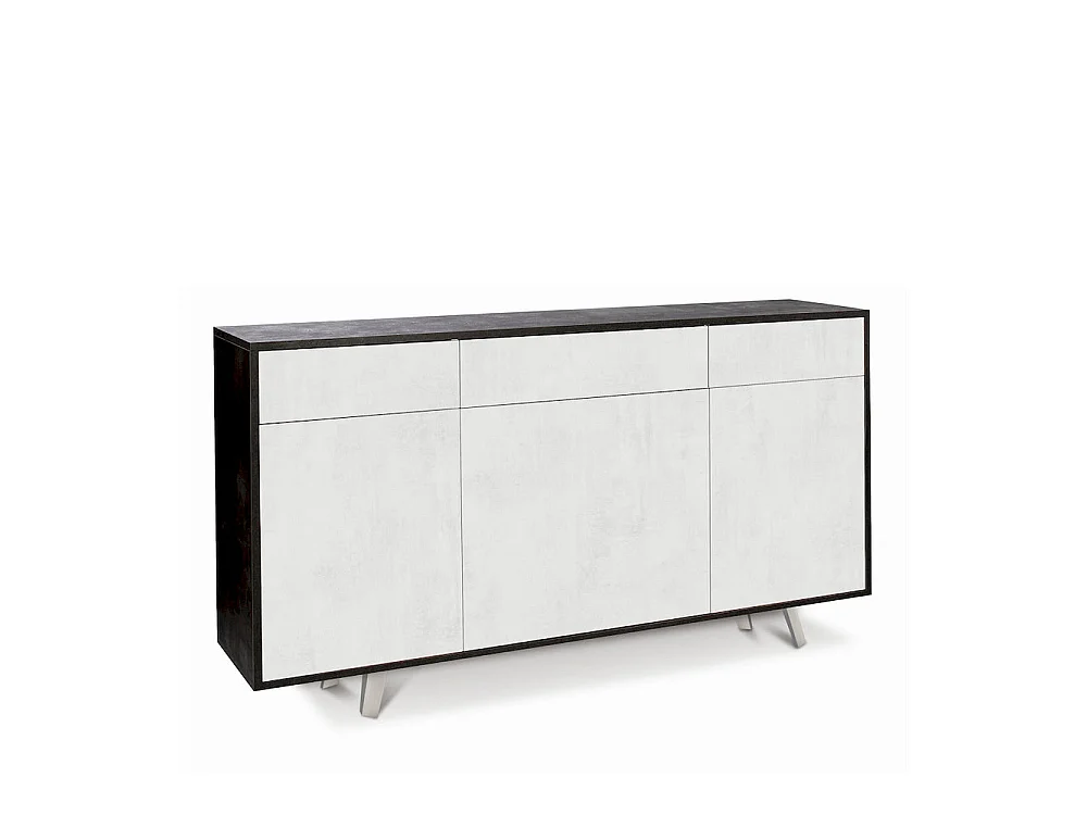 Buffet moderne 3 portes 3 tiroirs pour salon et cuisine Dalgo - Noir - Blanc
