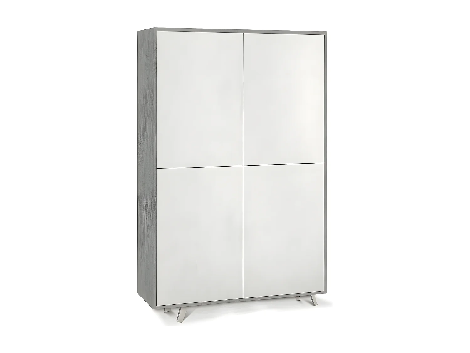 Mobile 4 ante kit l108 p41 h161 in truciolare nobilitato color cemento e ossido bianco