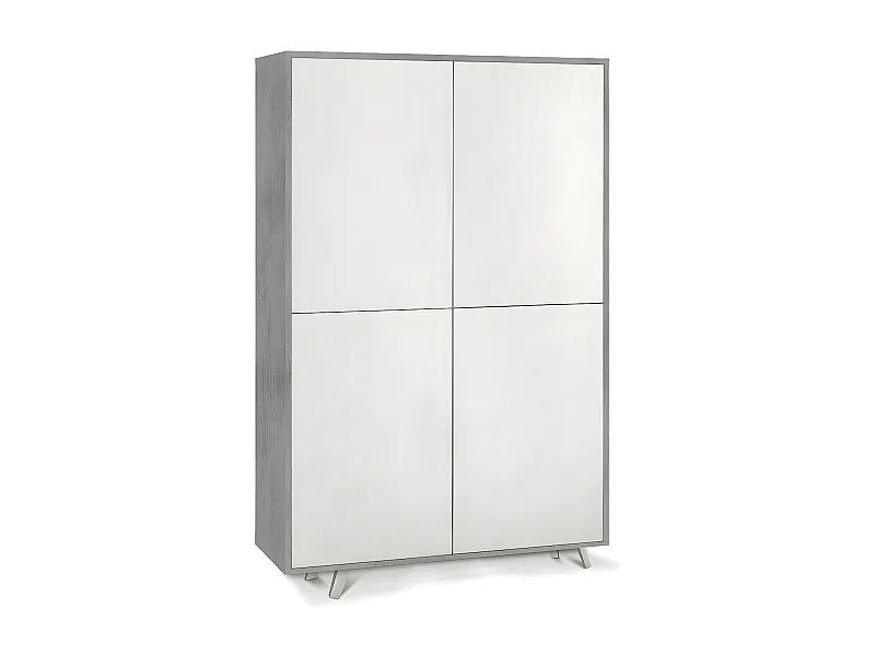 Mobile 4 ante kit l108 p41 h161 in truciolare nobilitato color cemento e ossido bianco